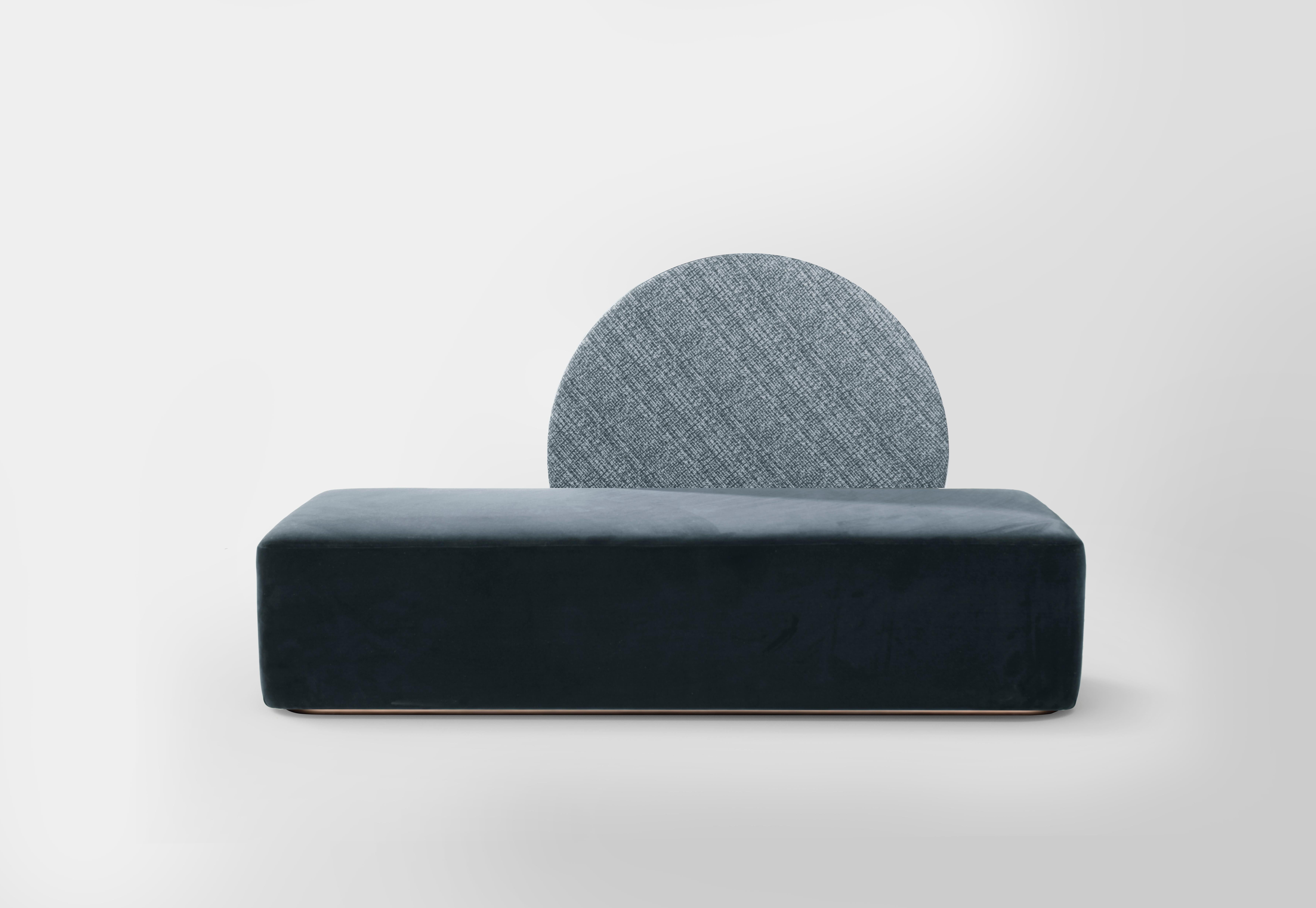 Other Horizon Sofa in Blue Satin Velvet, Made in Italy For Sale
