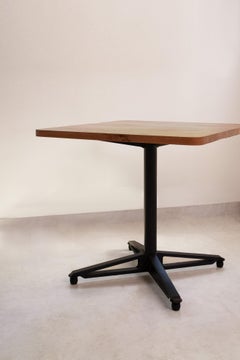 Horizon Table with wood table top and black mild steel base