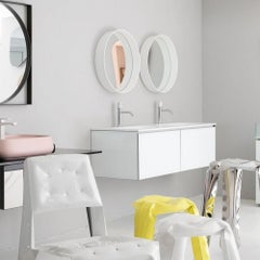 In Stock in Los Angeles, White Round Horizon Wall Mirror by Gianluigi Landoni