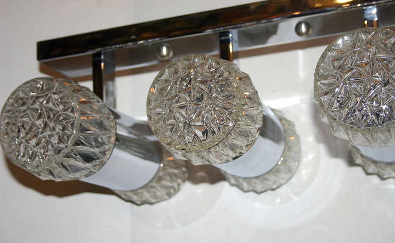 Horizontal Chrome and Glass Flush Light Fixture For Sale 3