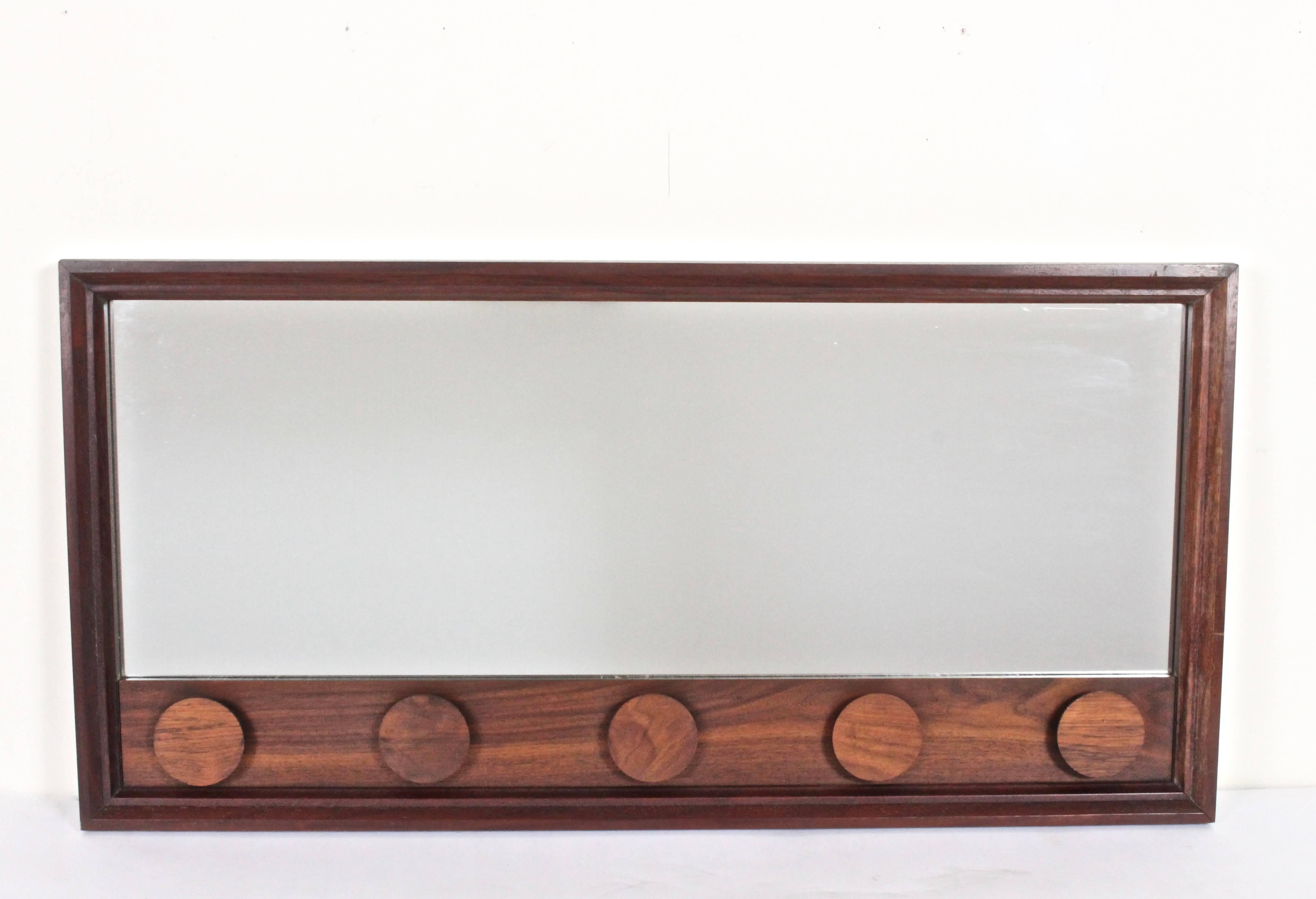 Danish Modern Rosewood Mirror with Rosewood Appliques, C. 1960  2