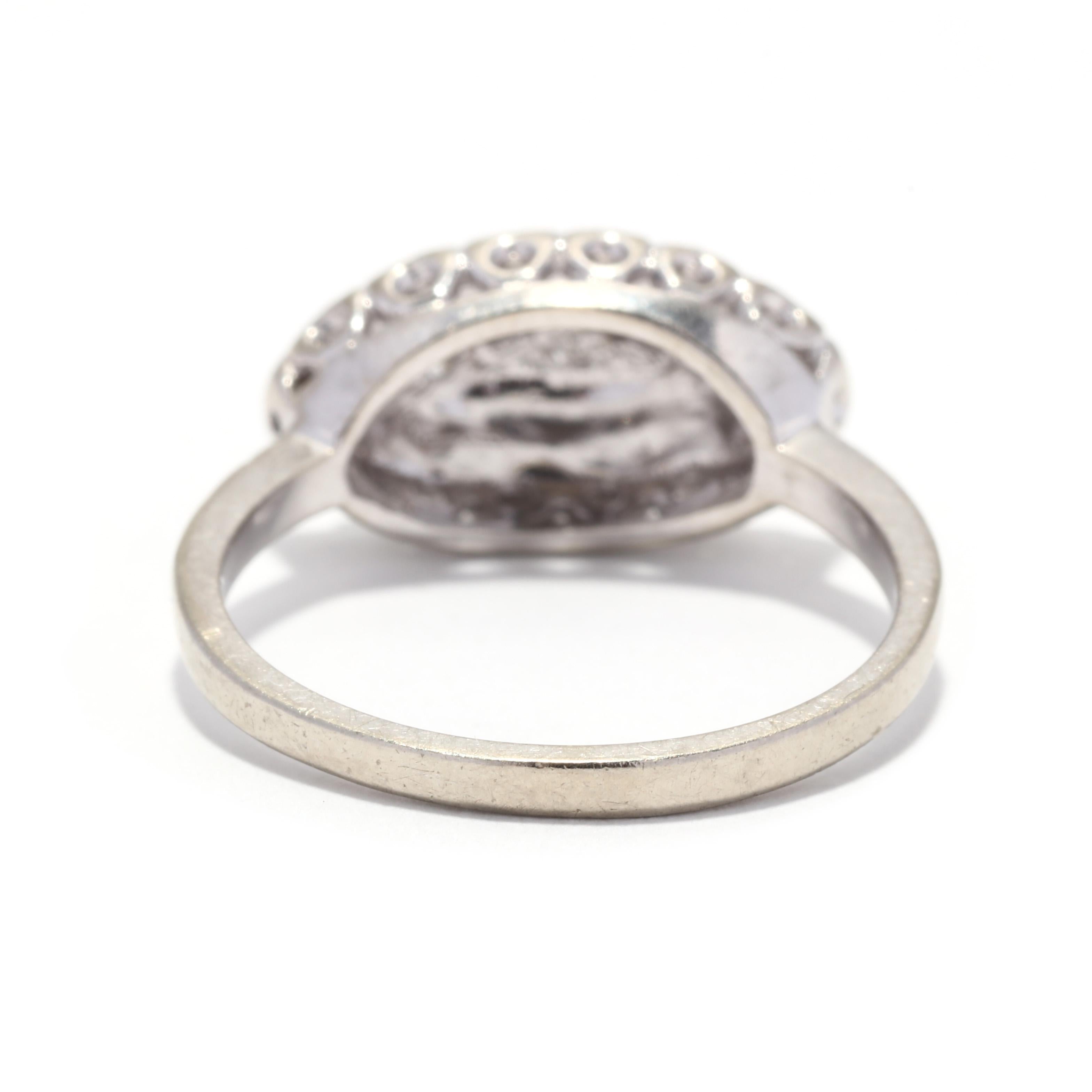 Horizontaler Diamant-Navette-Ring, 10K Weißgold, Cluster-Diamant (Rundschliff)