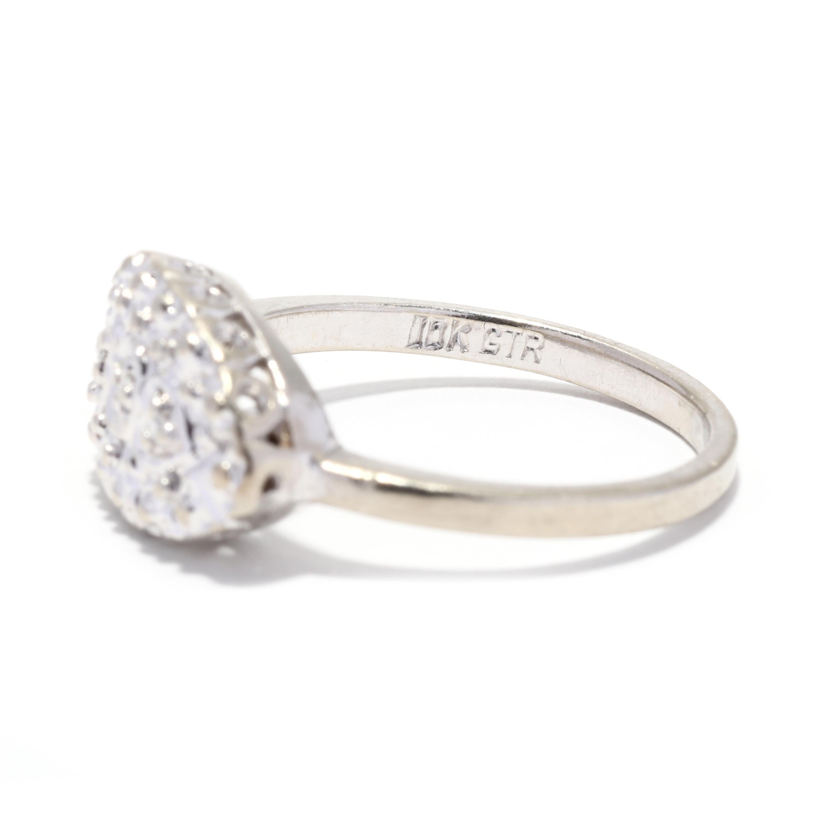 Horizontaler Diamant-Navette-Ring, 10K Weißgold, Cluster-Diamant für Damen oder Herren