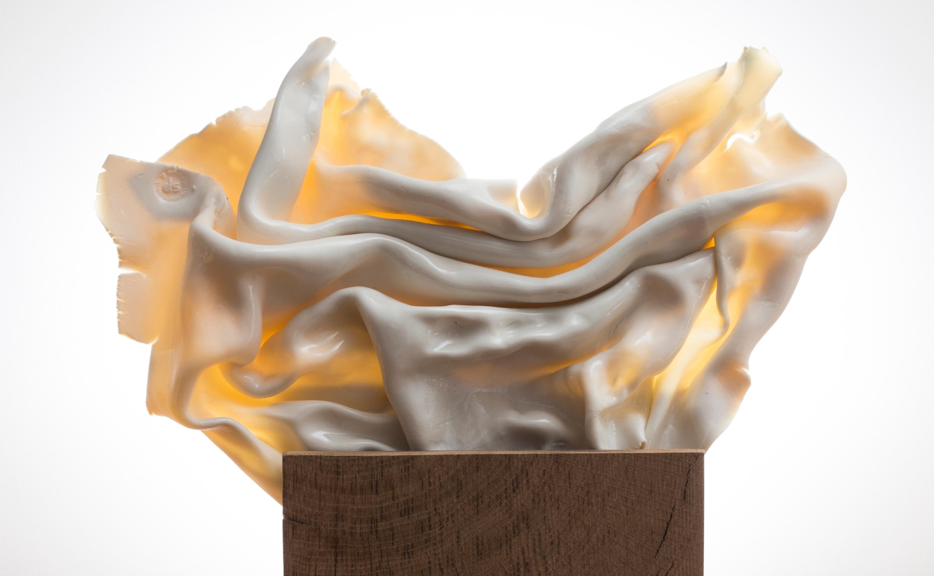 Contemporary Horizontal Elightened Drapery Sculpture by Dora Stanczel For Sale