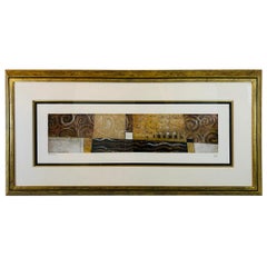 Horizontal Geometrical Collage Lithograph on Paper Framed, Signed and Numbered