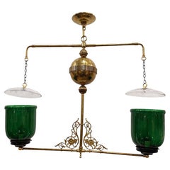 Horizontal Green Glass Chandelier