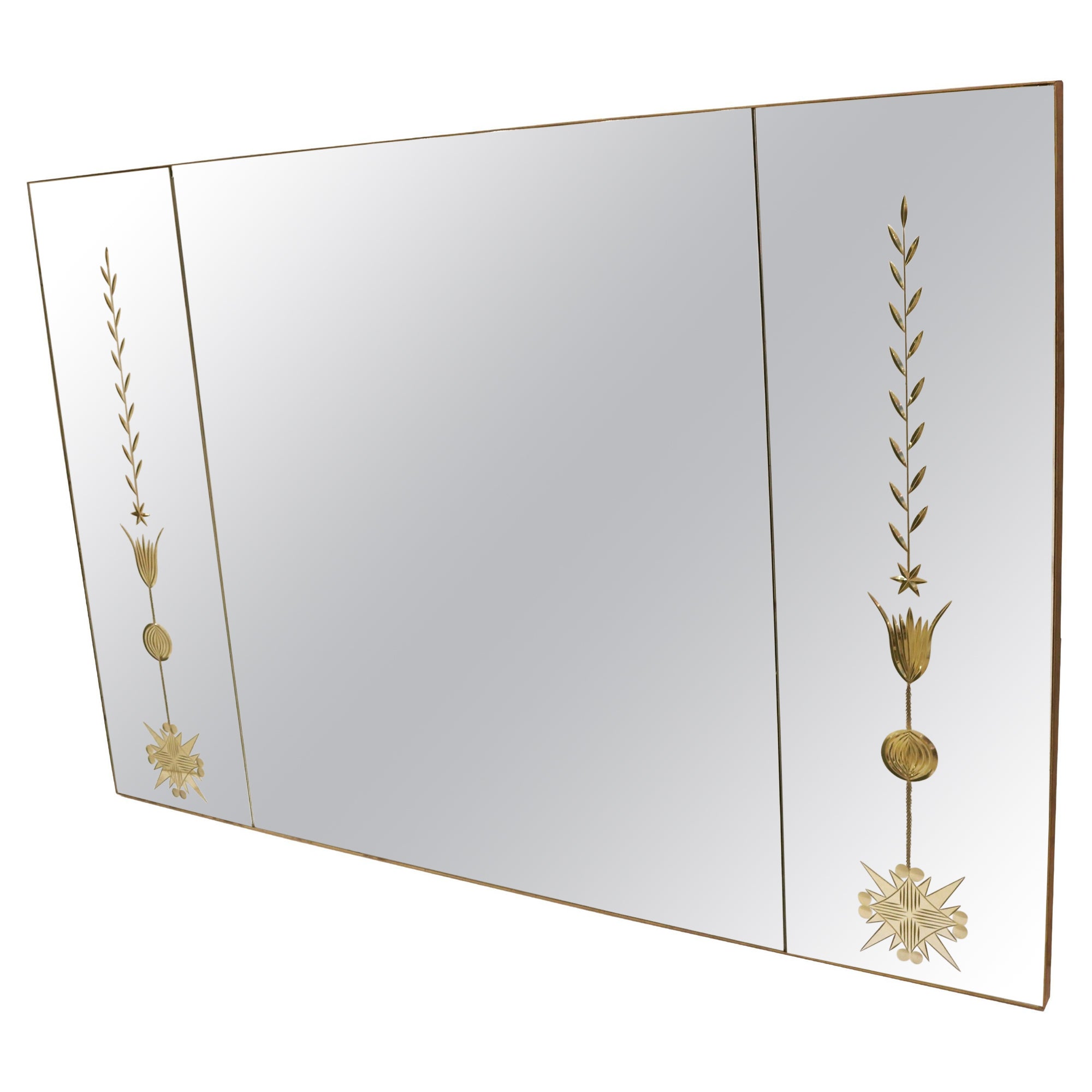 Horizontal Modernist Wall Mirror , Italy 1960's For Sale