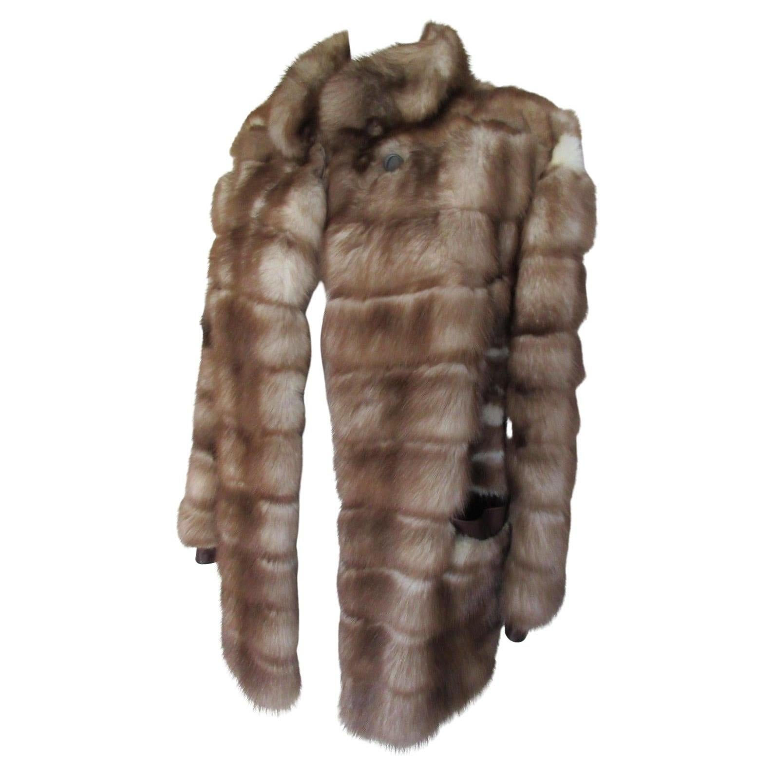 Horizontal Natural Sable Fur Jacket For Sale