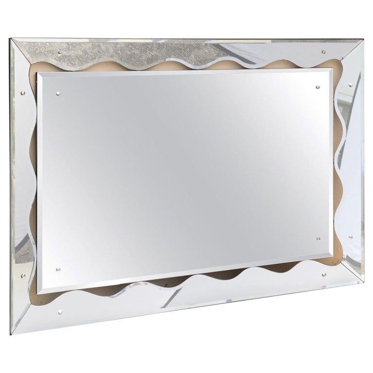 Horizontal or Vertical Silvered Mirror MidCentury Modern For Sale at
