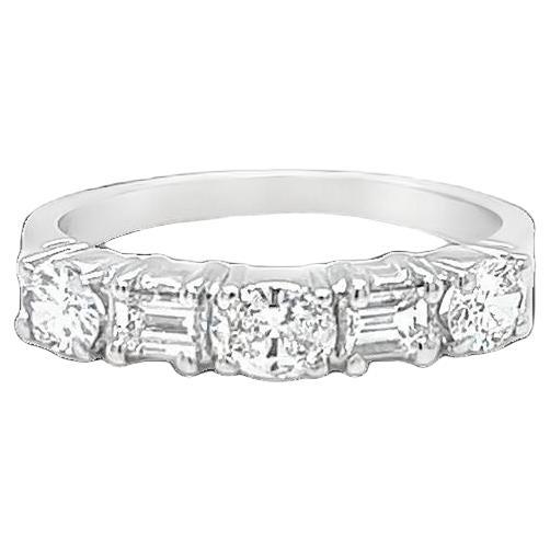 Horizontal Oval and Emerald Cut Diamond Band For Sale