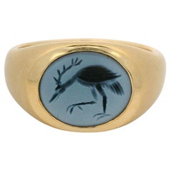 Horizontal Oval Signet Ring, 18k Rose Gold, Niccolo 9.0 x 12.0 mm with Engraving
