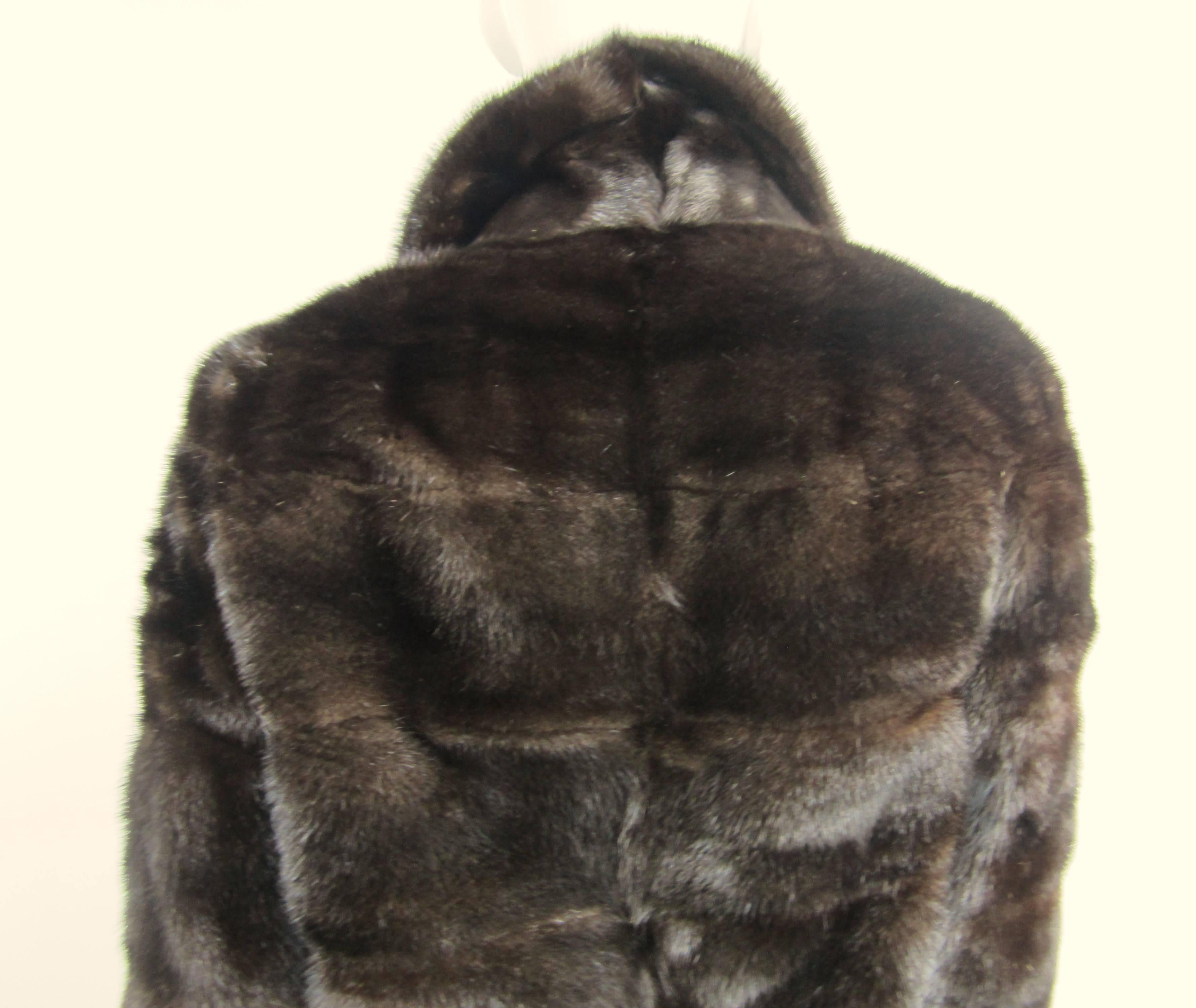  Horizontal Ranch Mink Fur Cropped Jacket Shrug Coat XS By M Blaustein In Good Condition In Wallkill, NY