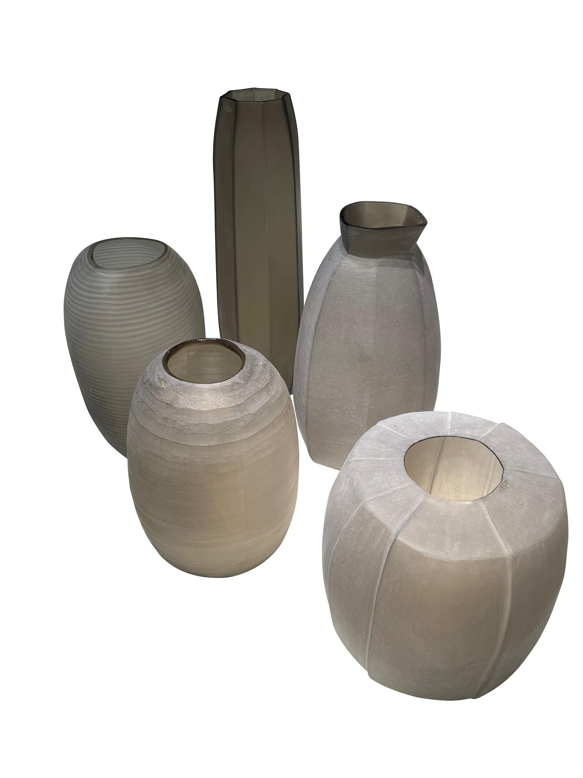 Horizontal Rib Glass Vase, Romania, Contemporary In New Condition In New York, NY