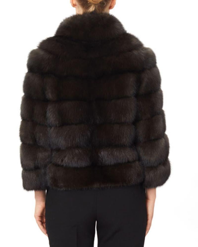 PRODUCT DESCRIPTION:

Brand new luxurious sable fur coat 

Condition: Brand New

Closure: Hidden front closure

Color: Brown

Material: Mink

Garment type: Coat

Sleeves: Three-quarter sleeves.

Collar: Stand collar.

Lining: Shirred Silk