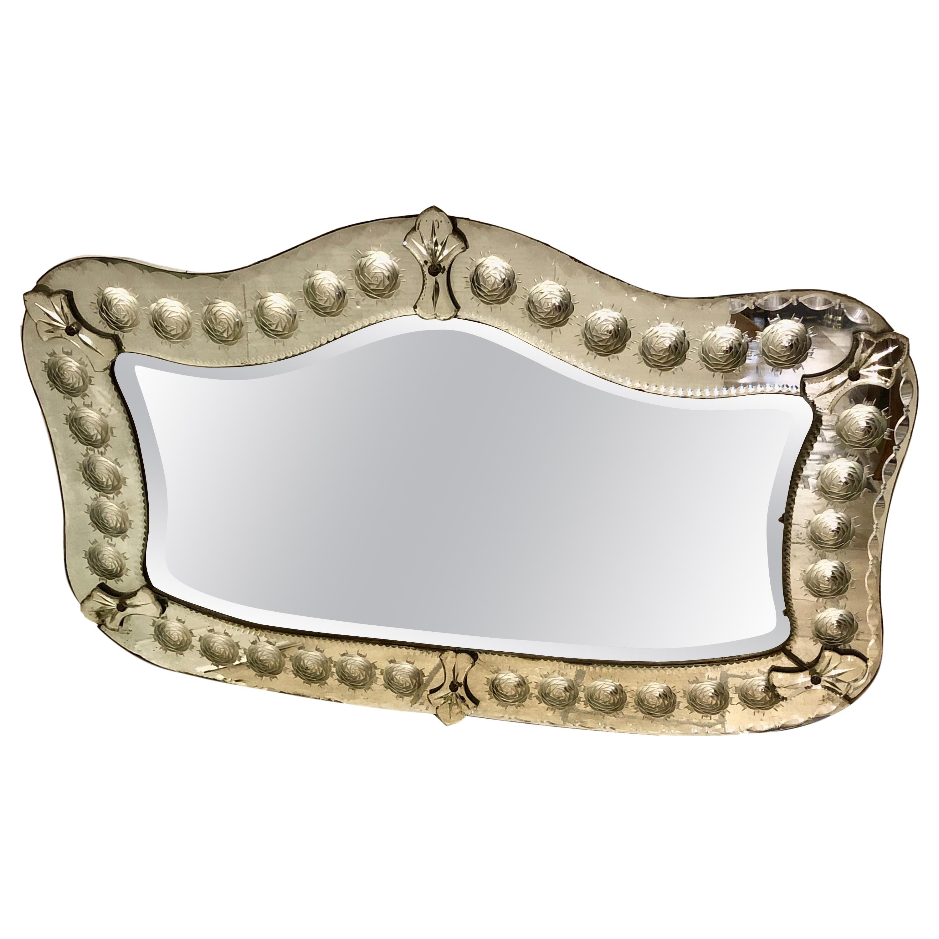 Horizontal Venetian Mirror For Sale