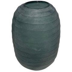 Horizontally Ribbed Glass Vase, Romania, Contemporary