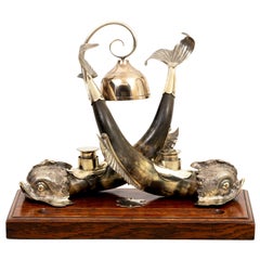 Horn and Dolphin Inkwell