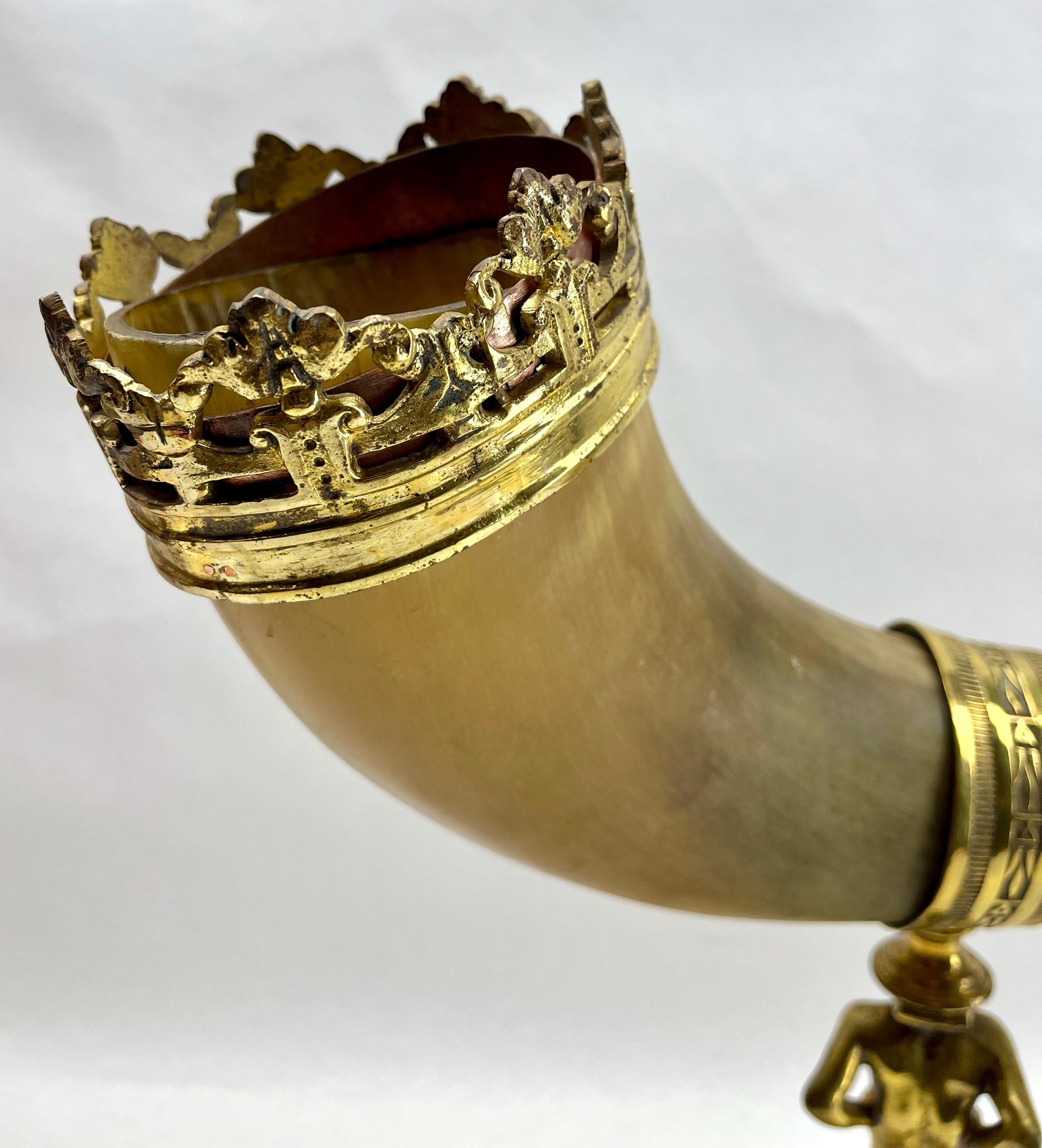 Horn und vergoldete Bronze Ornamente auf gegossenem Stand montiert Cornucopia im Angebot 8