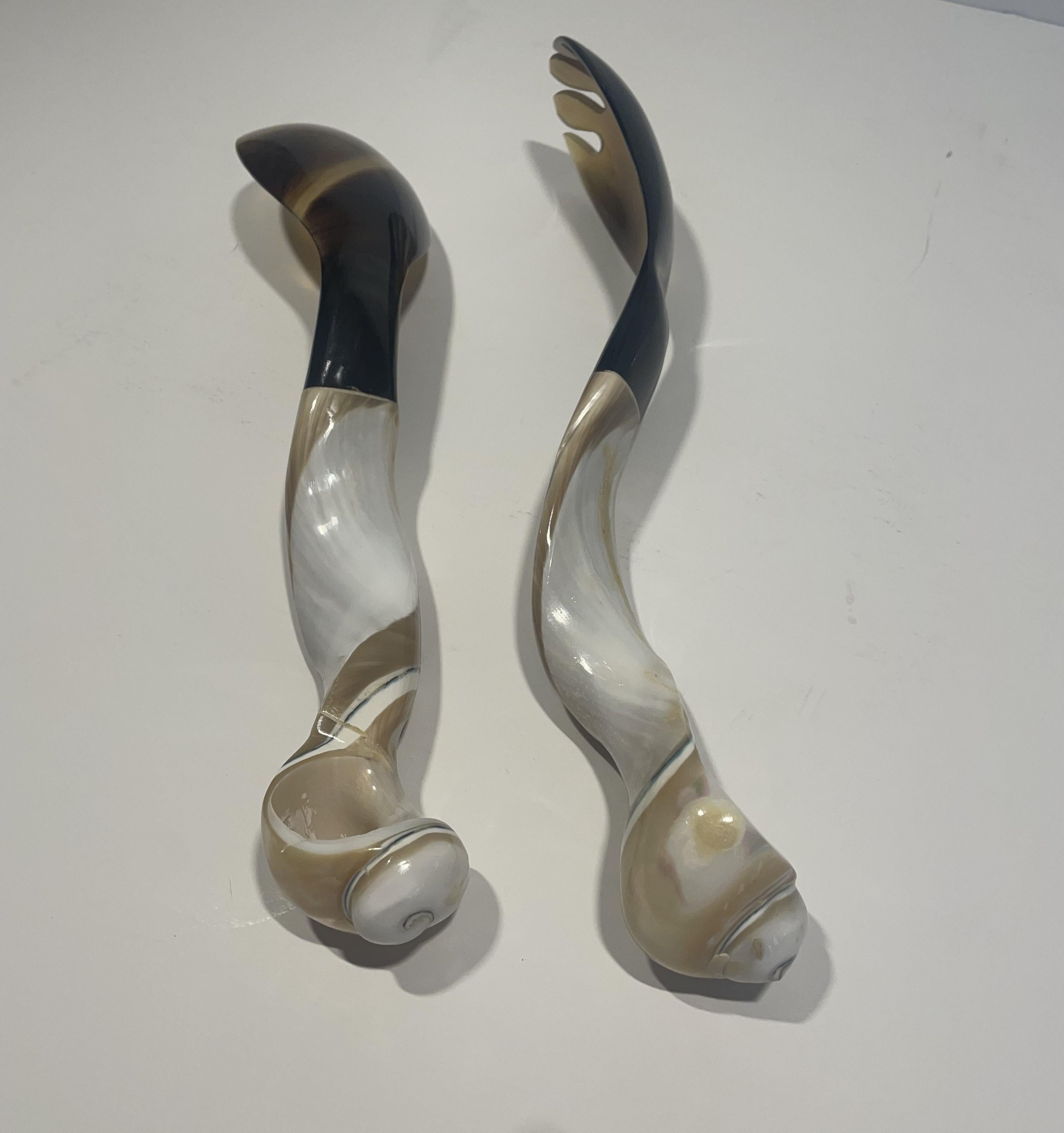 Horn and Shell Servers - a Pair For Sale 4