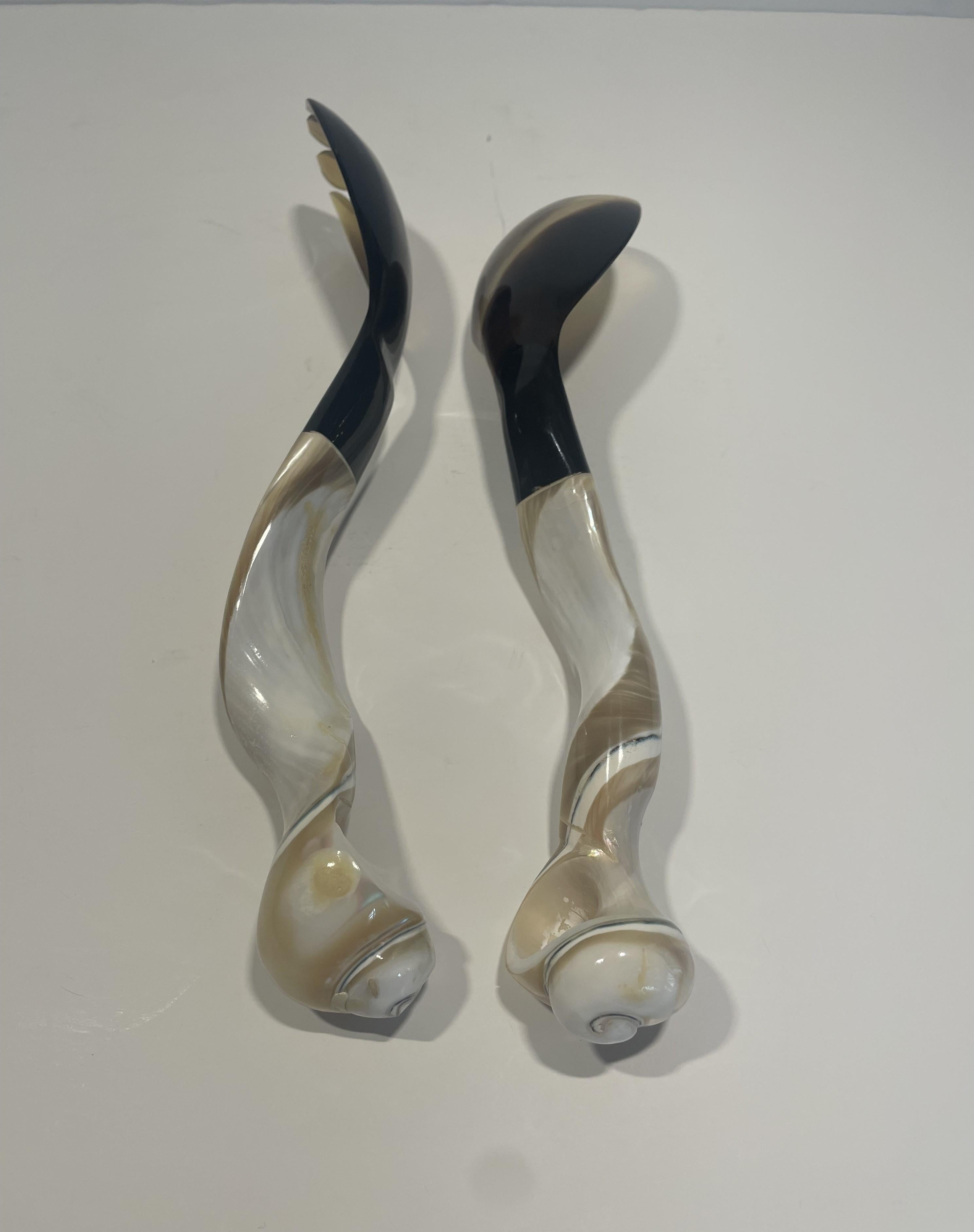 Horn and Shell Servers - a Pair For Sale 7