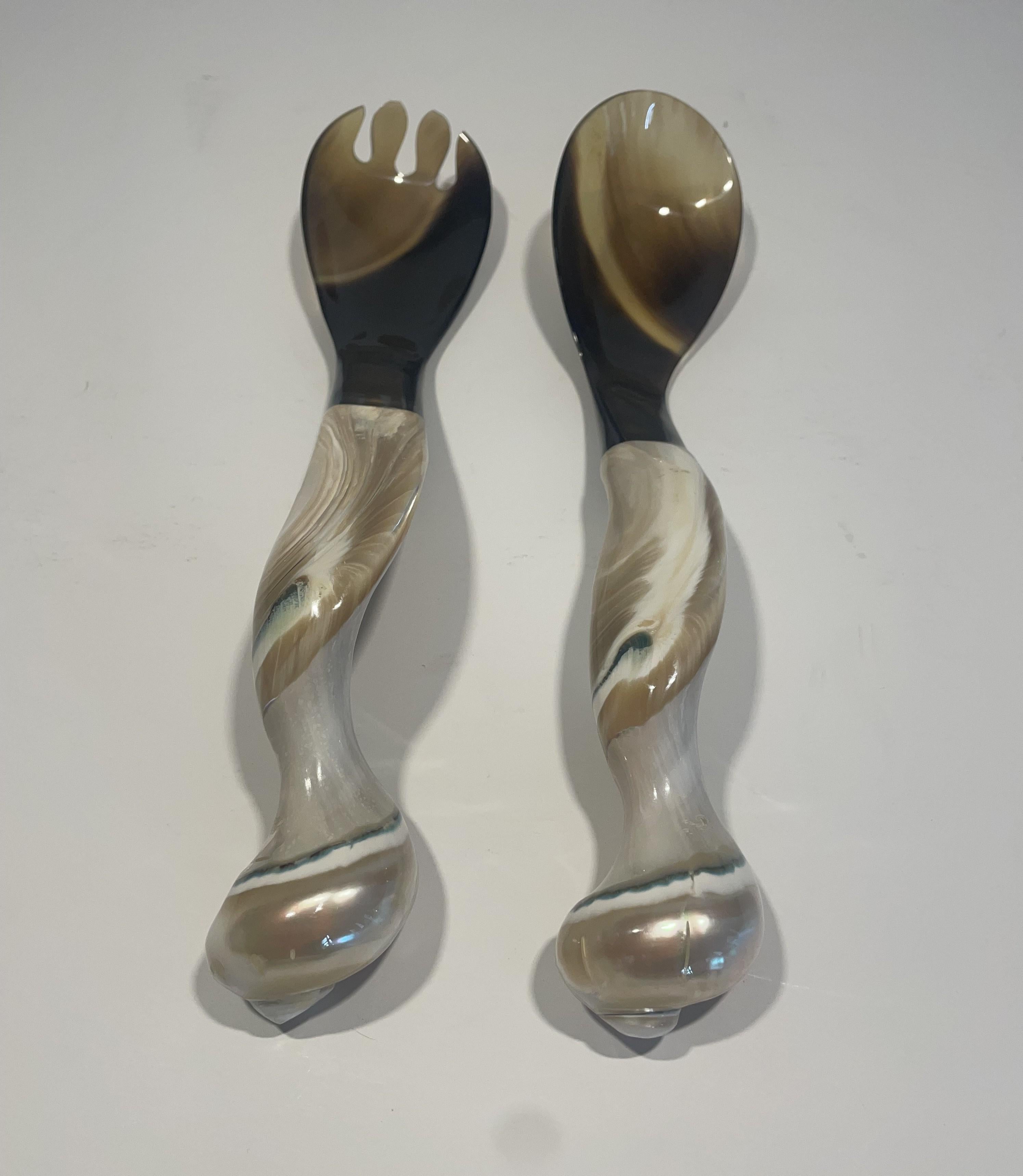 Horn and Shell Servers - a Pair For Sale 9