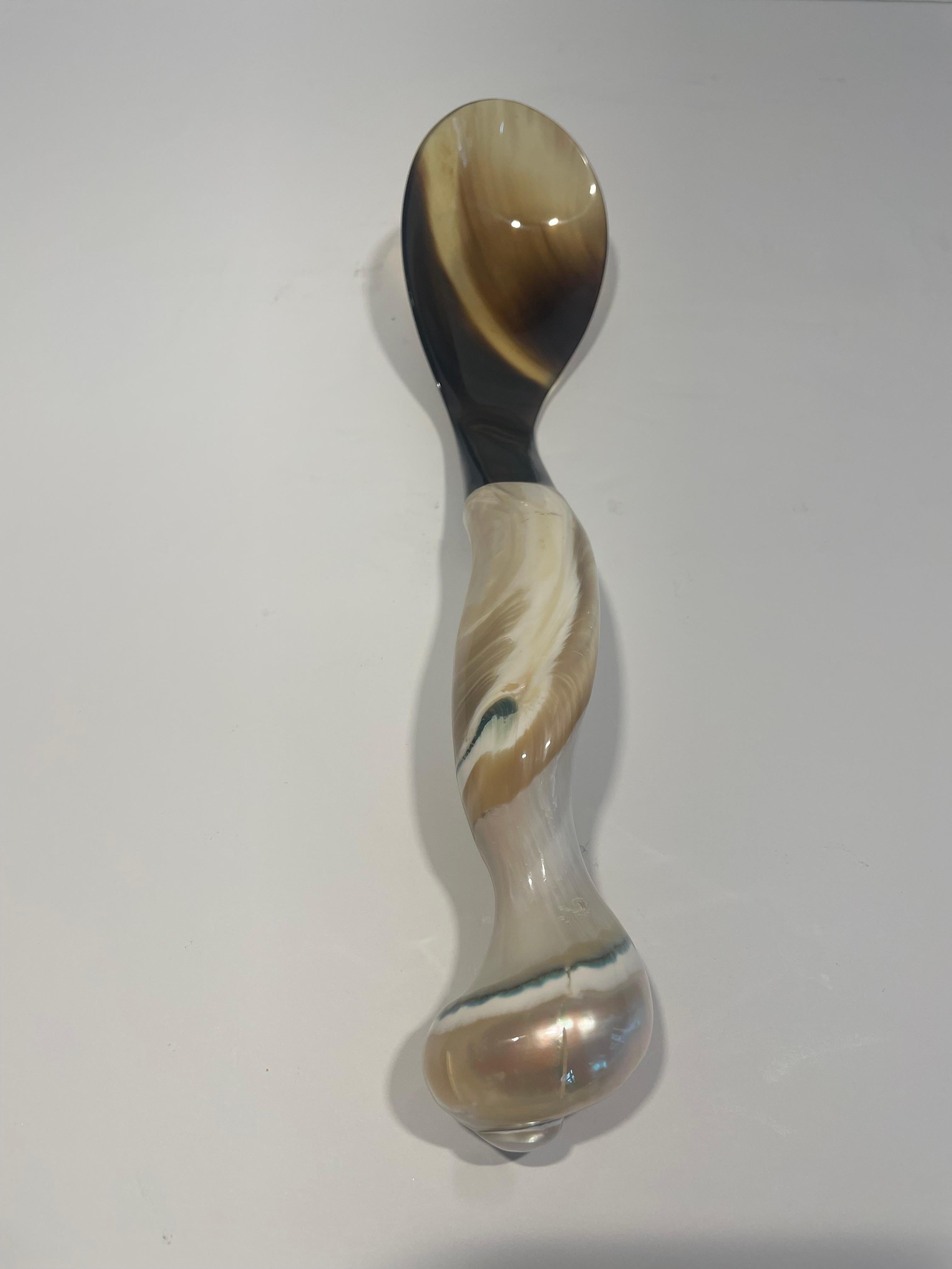 Contemporary Horn and Shell Servers - a Pair For Sale