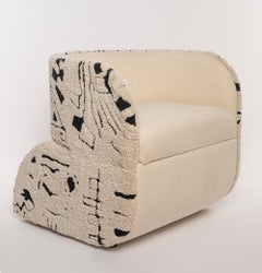Horn Armchair in Upholstered Solid Wood Frame by Hermhaus