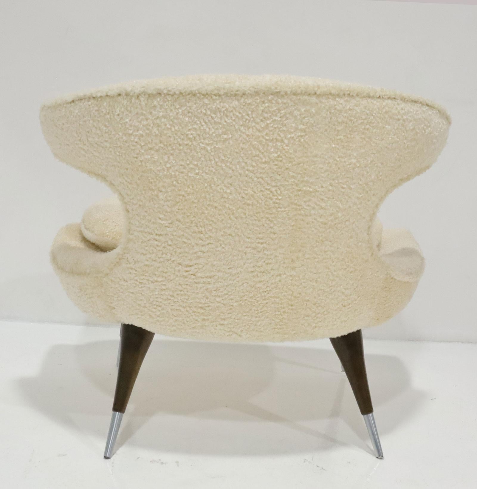 Horn Chair by Karpen of California in Bouclé, USA, c. 1960's In Good Condition For Sale In Dallas, TX