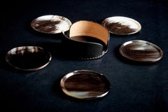 Set di sottobicchieri di Horn con supporto in pelle di Carl Auböck, Austria, anni '60