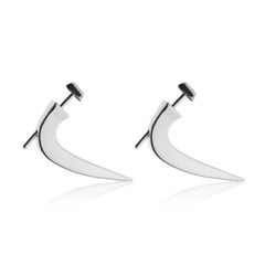 Horn Earrings In Silver With Lapis