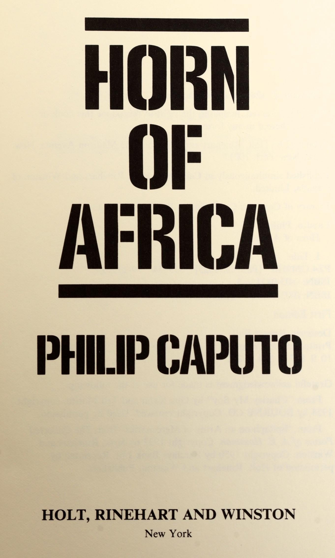 Horn of Africa by Philip Caputo Signed Numbered Limited Edition, Specially Bound In Excellent Condition For Sale In valatie, NY