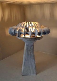 Horn Of Plenty Table Lamp in Mat White Glazing on Stoneware by Kallia Panopoulou