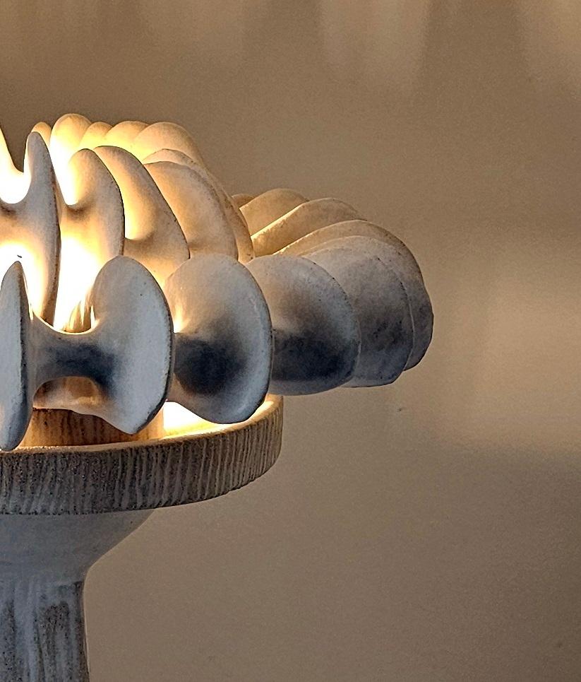 Modern Horn Of Plenty Table Lamp in Mat White Glazing on Stoneware by Kallia Panopoulou For Sale