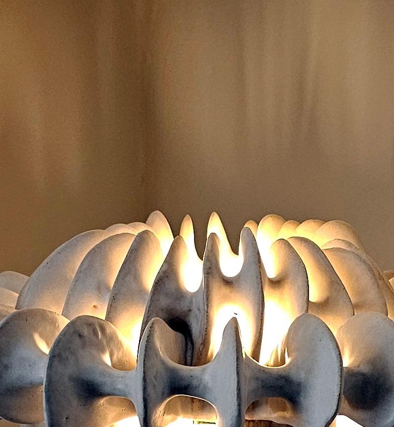 Contemporary Horn Of Plenty Table Lamp in Mat White Glazing on Stoneware by Kallia Panopoulou For Sale