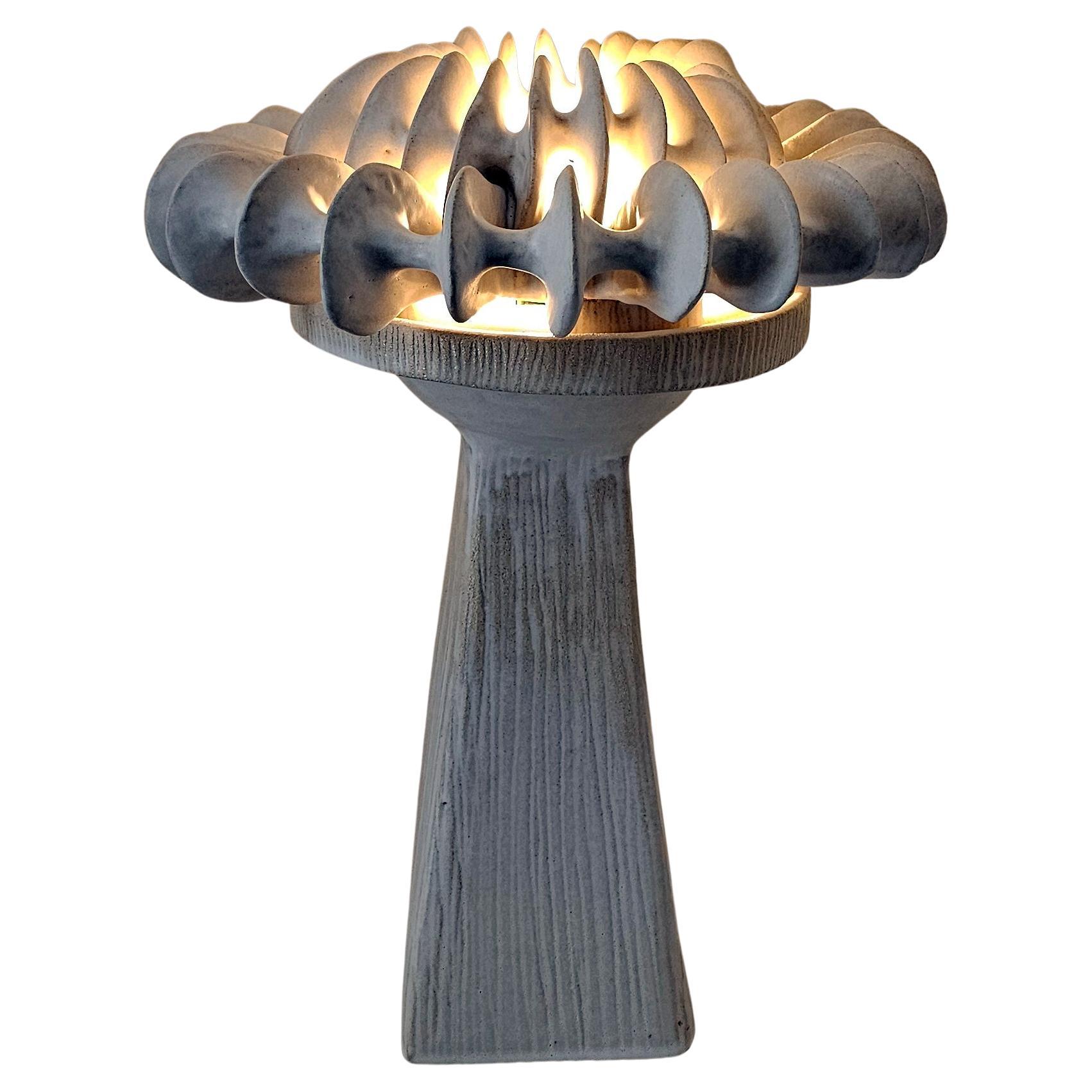 Horn Of Plenty Table Lamp in Mat White Glazing on Stoneware by Kallia Panopoulou For Sale