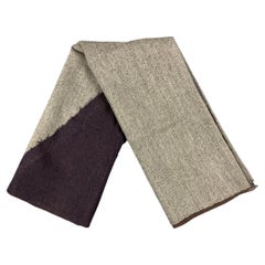 HORN PLEASE Eggplant Grey Brown Knitted Color Block Scarf