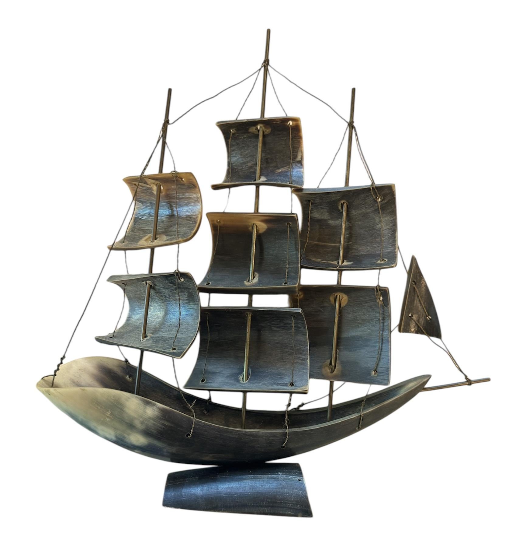 Mid-Century Modern Horn Sailing Boat Figurine  For Sale