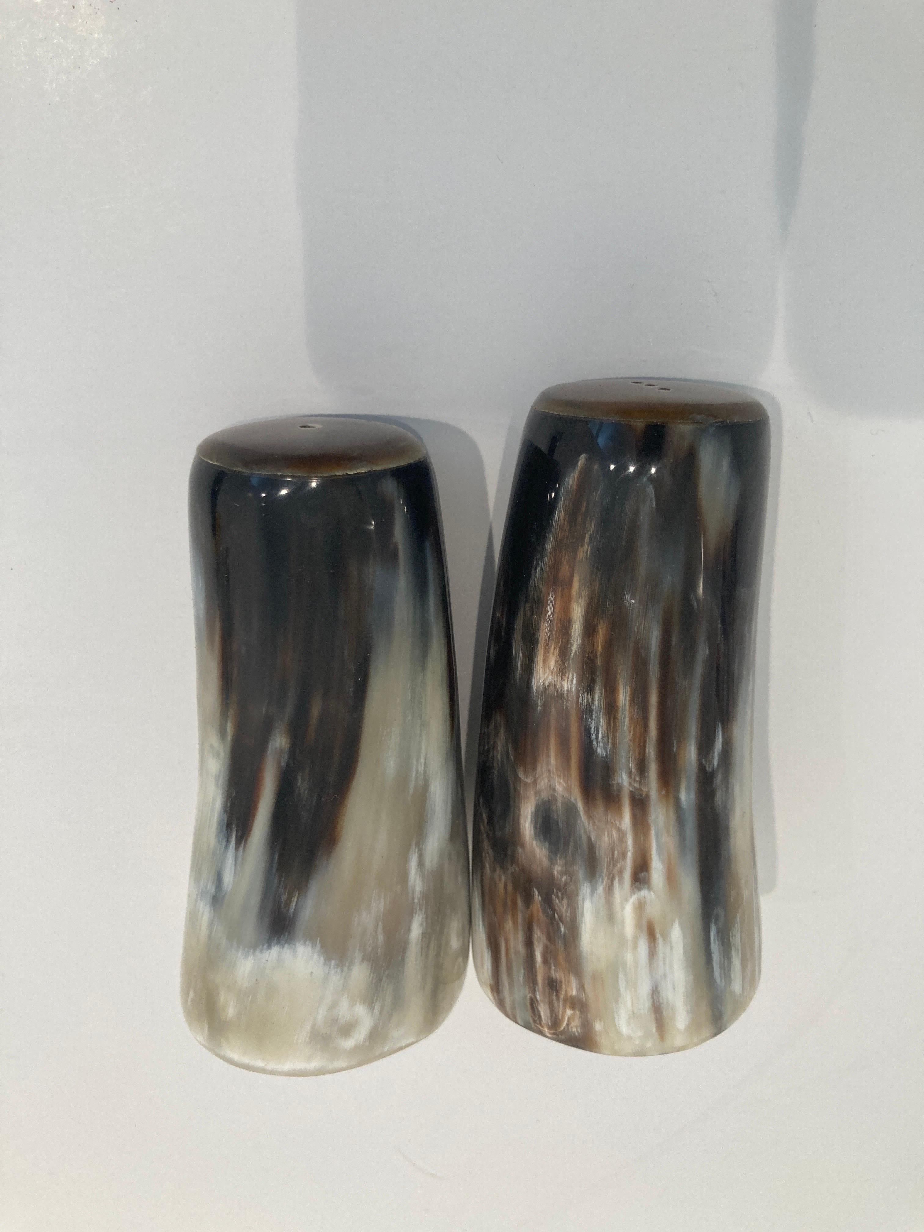 Hand-Carved Horn Salt and Pepper Shakers For Sale