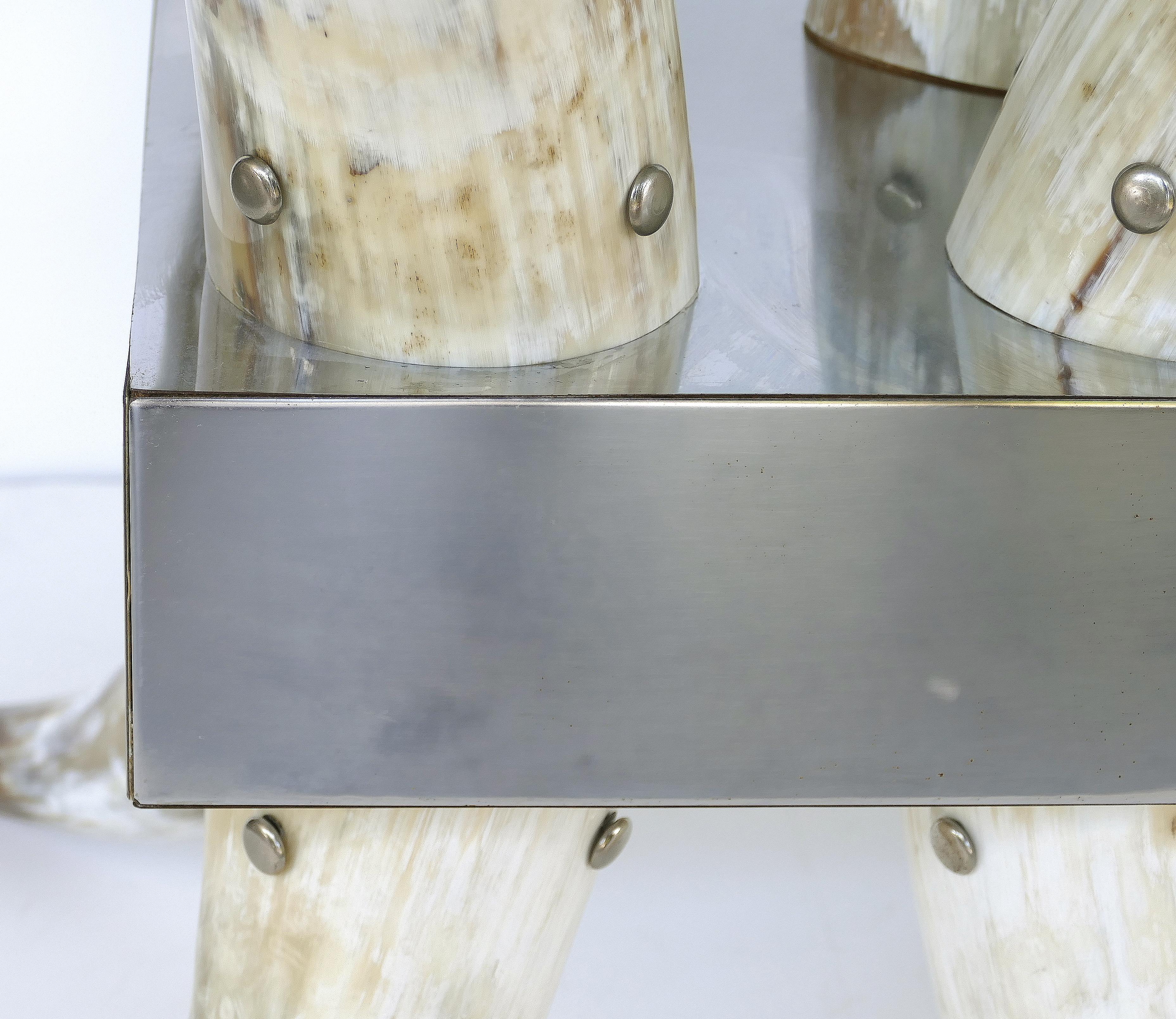 Horn, Stainless Steel and Glass Center Table 1