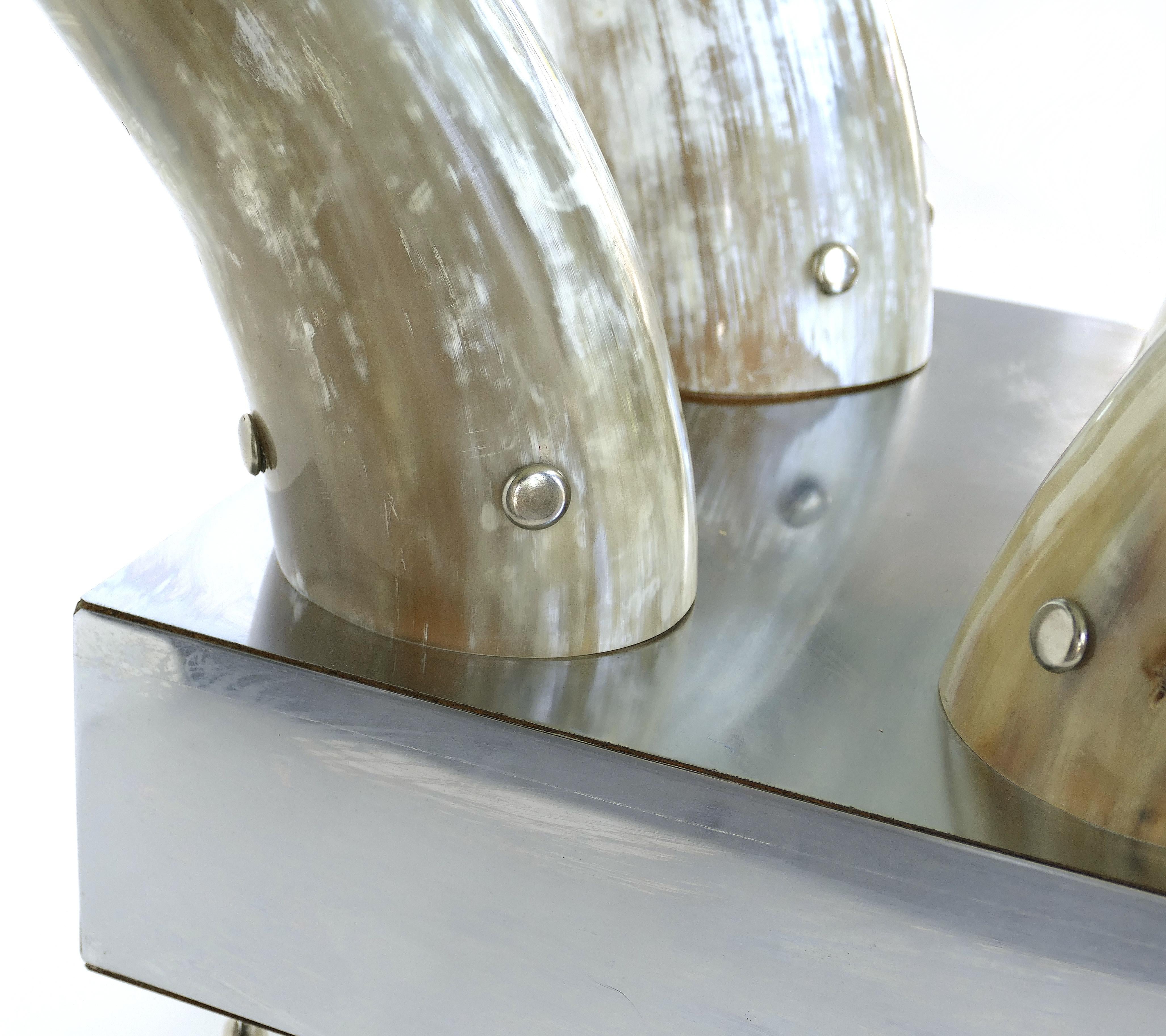Horn, Stainless Steel and Glass Center Table 2
