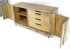 Horn Tone Cerused Finished Sideboard Credenza with Folding Double Doors