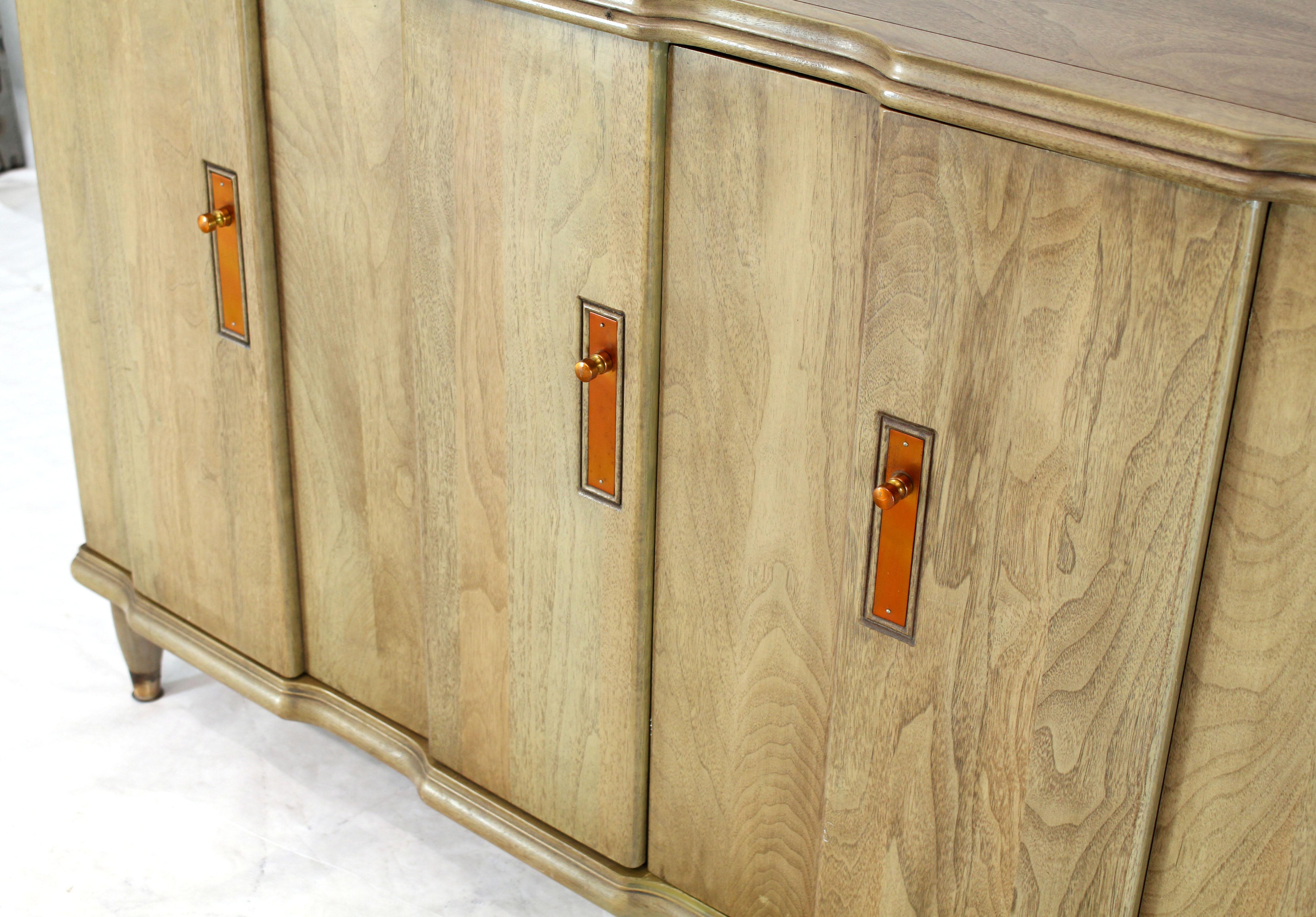 20th Century Horn Tone Cerused Finished Sideboard Credenza with Folding Double Doors For Sale