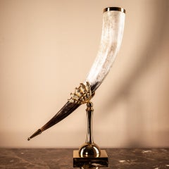 Horn Vase, Natural American Horn and Solid Cast Brass, Florence Manufacturing