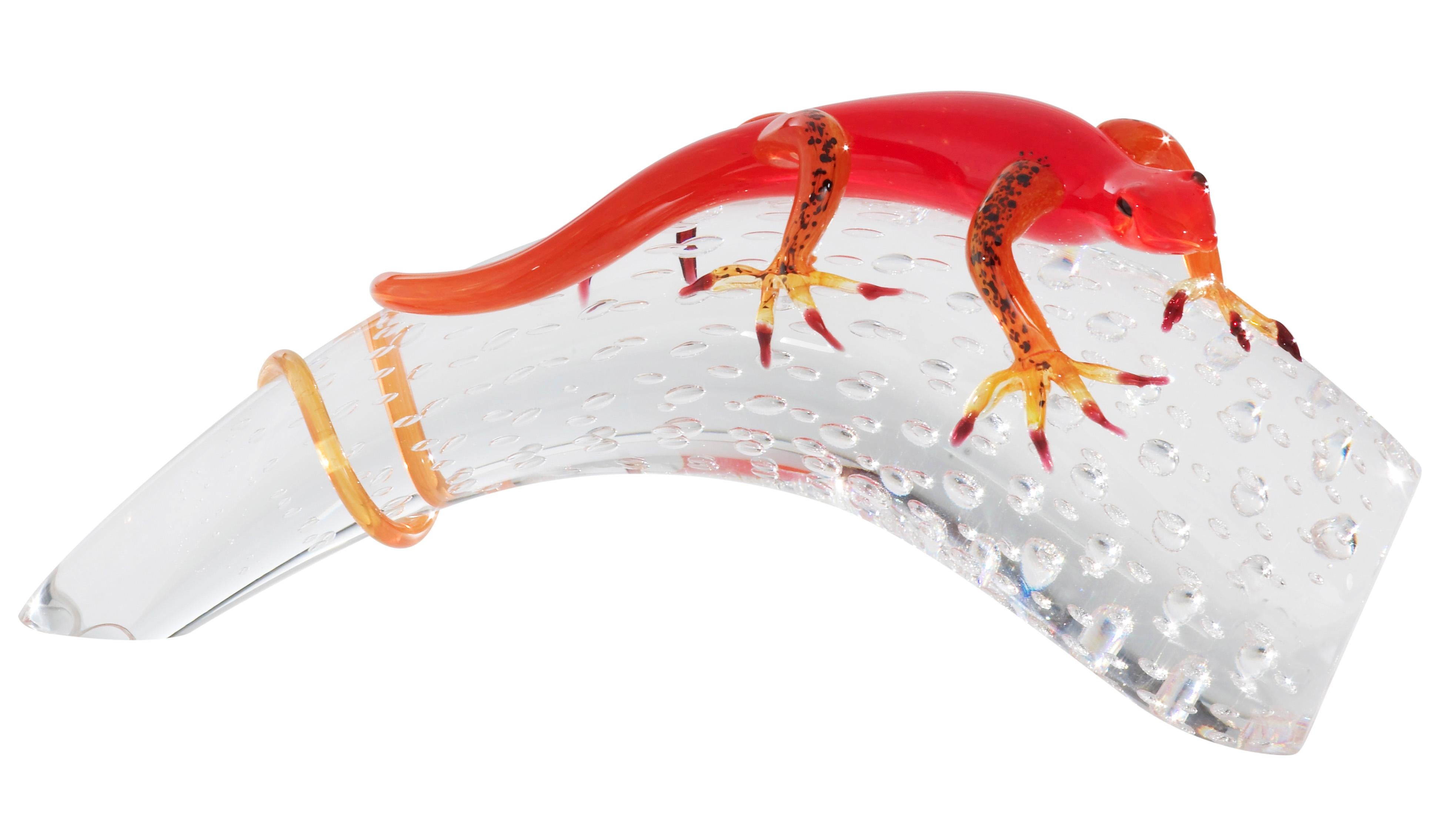 Modern Horn with Geko, in Glass, Italy For Sale