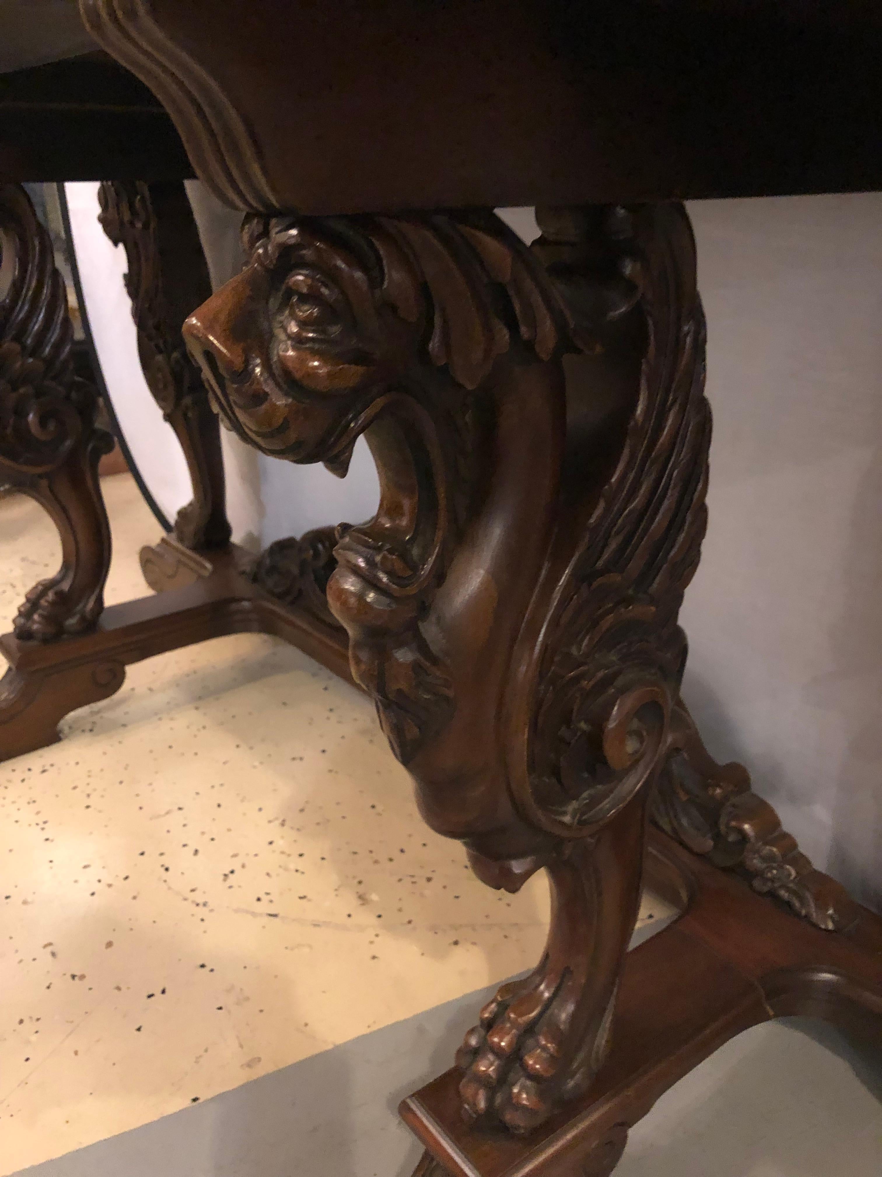 Horner Brothers Quality Flip Top Dining Table with 4 Full Bodied Winged Griffins 2