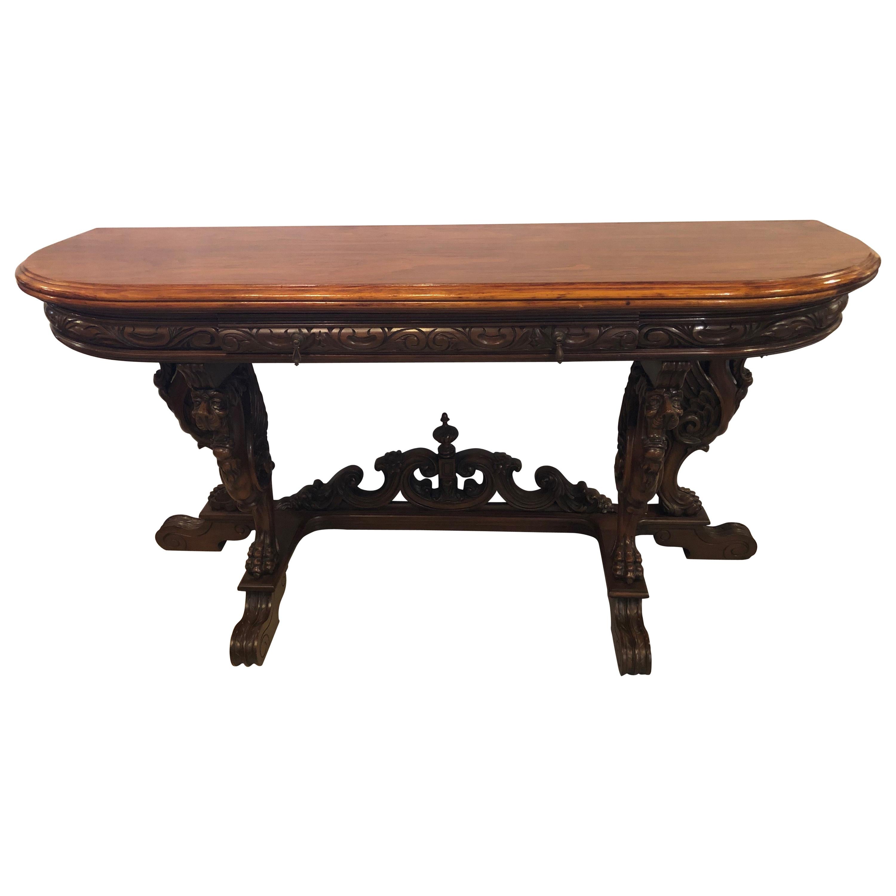 Horner Brothers Quality Flip Top Dining Table with 4 Full Bodied Winged Griffins