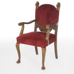 Horner Carved Oak Lion Head Dining Chairs, Set of 5, c. 1890