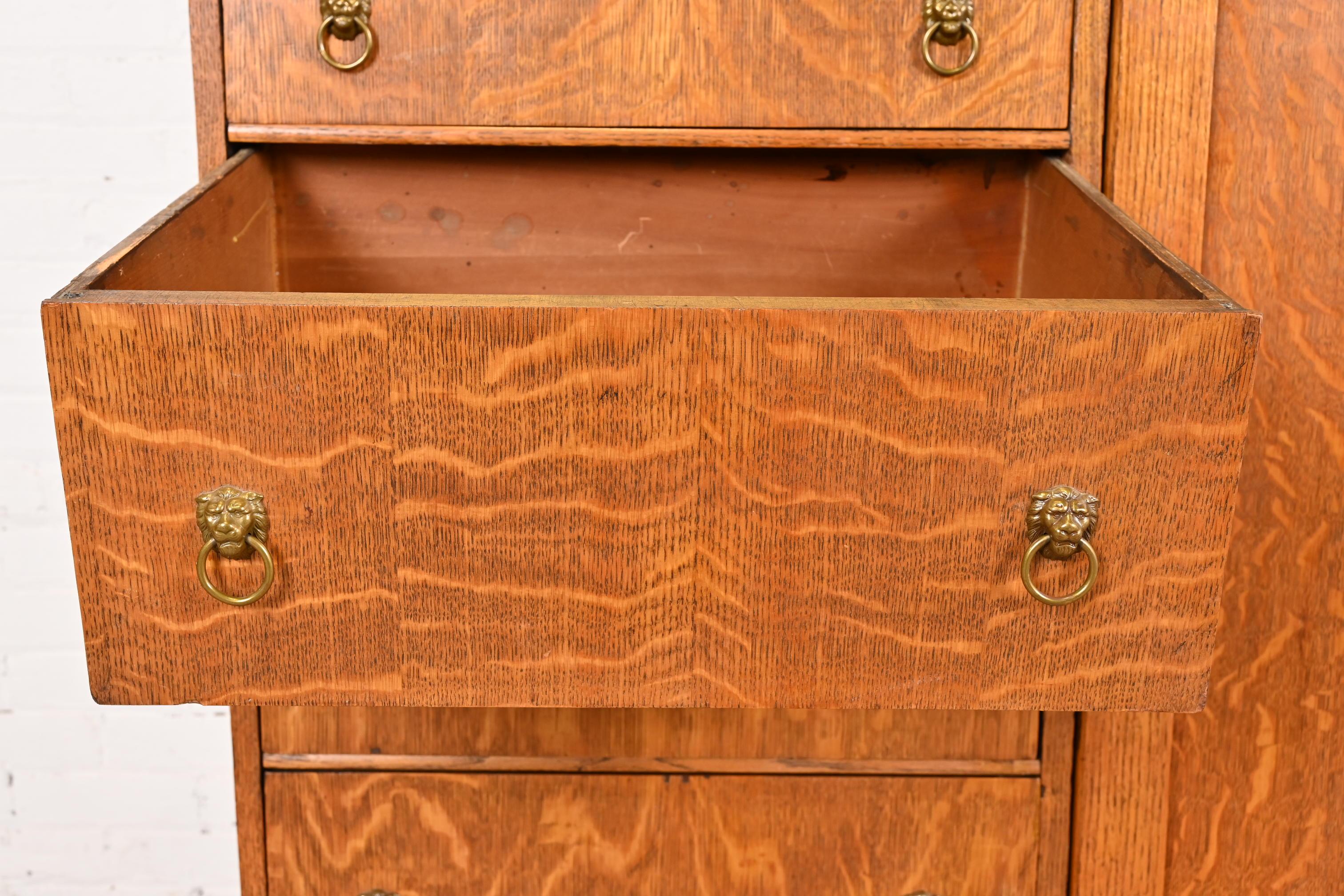 Horner Style Antique American Empire Oak Chifferobe with Mirror, Circa 1900 2