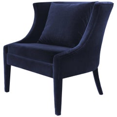 deep armchair Hornet Armchair with Deep Blue Velvet Fabric