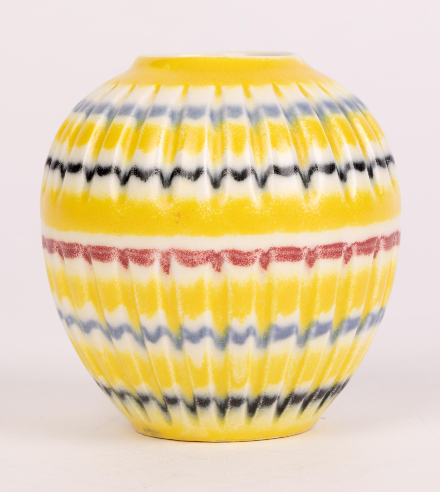 Mid-20th Century Hornsea Mid-Century Hand Painted Rainbow Pattern Art Pottery Vase For Sale